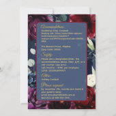 Burgundy Navy Wedding Gold Kaart (Achterkant)