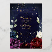 Burgundy Navy Wedding II Gold Foil uitnodiging (Achterkant)