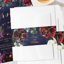 Burgundy Navy Wedding II Uitnodigingen Wikkel