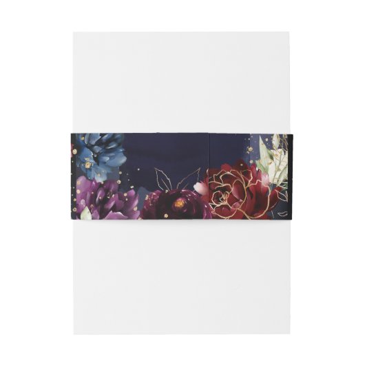 Burgundy Navy Wedding II Uitnodigingen Wikkel (Achterkant Voorbeeld)