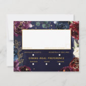 Burgundy Navy Wedding Mail Back RSVP Card Kaartje (Achterkant)