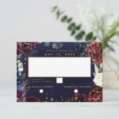 Burgundy Navy Wedding No Meal Choice RSVP (Staand voorkant)