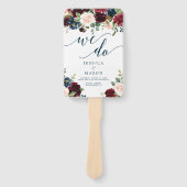 Burgundy Navy Wedding Program Fan Handwaaier (Voorkant)