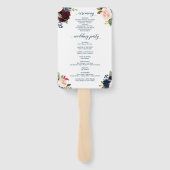 Burgundy Navy Wedding Program Fan Handwaaier (Achterkant)