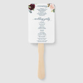 Burgundy Navy Wedding Program Fan Handwaaier (Achterkant)