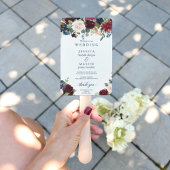 Burgundy Navy Wedding Program Fan Handwaaier