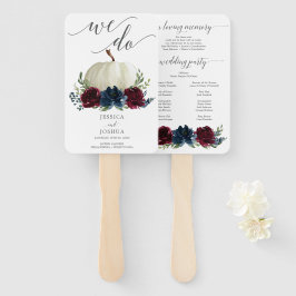 Burgundy Navy Wedding Program Fan Loving Memory Handwaaier