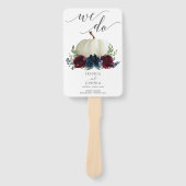 Burgundy Navy Wedding Program Fan Loving Memory Handwaaier (Voorkant)