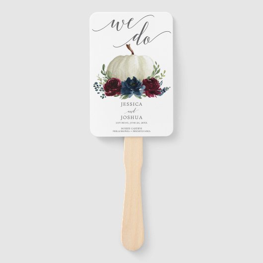 Burgundy Navy Wedding Program Fan Loving Memory Handwaaier (Voorkant)