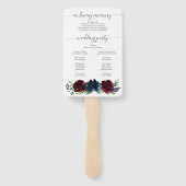 Burgundy Navy Wedding Program Fan Loving Memory Handwaaier (Achterkant)
