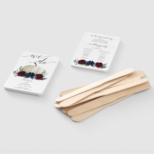 Burgundy Navy Wedding Program Fan Loving Memory Handwaaier (Niet-gemonteerd)