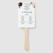 Burgundy Navy Wedding Programme Fan Large Wedding Handwaaier (Achterkant)
