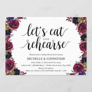 Burgundy Navy Wedding Rehearsal Dinner Invites Kaart