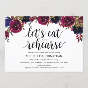 Burgundy Navy Wedding Rehearsal Dinner Invites Kaart