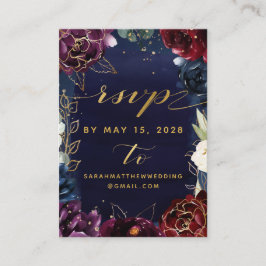 Burgundy Navy Wedding RSVP & Details Online Kaart Visitekaartje