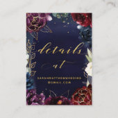 Burgundy Navy Wedding RSVP & Details Online Kaart Visitekaartje (Achterkant)