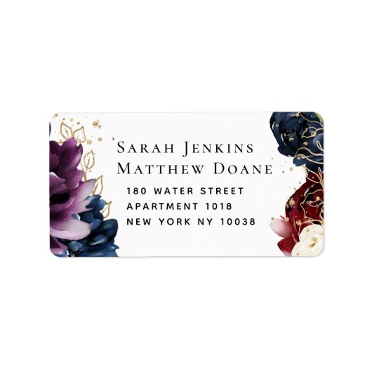 Burgundy Navy Wedding RSVP Envelope Label (Voorkant)
