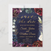Burgundy Navy Wedding Save the Date II (Voorkant)