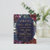 Burgundy Navy Wedding Save the Date II (Staand voorkant)