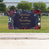 Burgundy Navy Welkom bij ons huwelijk 3x5' Spandoek (Insitu)