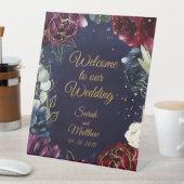Burgundy Navy Welkom bij ons huwelijk Reclamebord Met Voetstuk (Insitu)