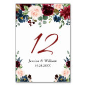 Burgundy Navyblauw Blush Bloemrijke Waterverf Land Kaart (Achterkant)