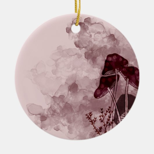 Burgundy Neon Mushrooms Keramisch Ornament (Voorkant)