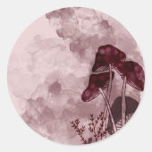 Burgundy Neon Mushrooms Ronde Sticker (Voorkant)