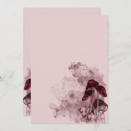 Burgundy Neon Mushrooms Save The Date (Voorkant / Achterkant)