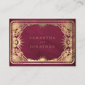 Burgundy Nepgoud Tarot Hemel Bruiloft Details Informatiekaartje (Achterkant)