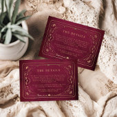 Burgundy Nepgoud Tarot Hemel Bruiloft Details Informatiekaartje