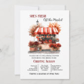 Burgundy 'Off the Market' QR Code Bridal Shower Kaart (Voorkant)