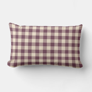 Burgundy Off-White Gingham Pattern Kussen
