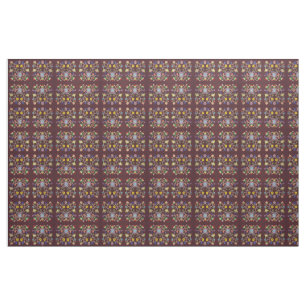 Burgundy Ojibwe Floral Pattern Stof