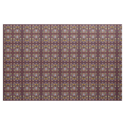 Burgundy Ojibwe Floral Pattern Stof (Yard (91,4 cm))