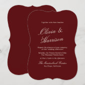 Burgundy Old Money Calligraphy Wedding Invitation Kaart (Voorkant / Achterkant)