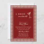 Burgundy Old Money Checkered Martini Bridal Shower Kaart (Voorkant)