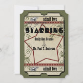 Burgundy & Olive Funky Textured Playbill Weddings Kaart (Achterkant)