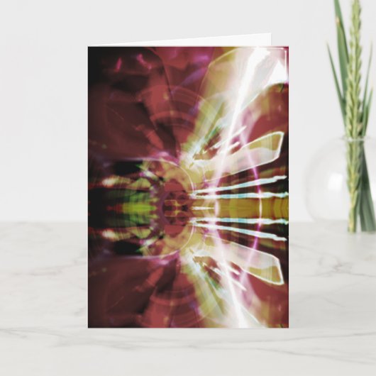 Burgundy Olive White Abstracte Firecracker Flower Kaart (Voorkant)