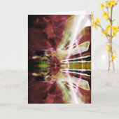 Burgundy Olive White Abstracte Firecracker Flower Kaart (Gele Bloem)