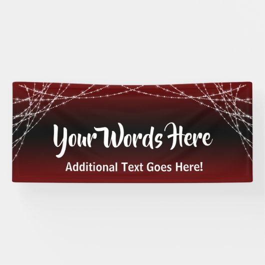 Burgundy Ombre & Light Strings Voeg je eigen tekst Spandoek (Horizontaal)