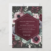 Burgundy Opulent Bloom Wedding Kaart (Voorkant)