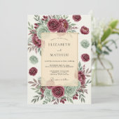 Burgundy Opulent Succulent Wedding Kaart (Staand voorkant)