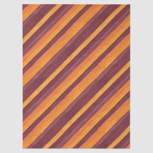 Burgundy Orange Diagonal Striped Tissuepapier (Voorkant)