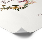 Burgundy Orange Floral | Beige Guest Book Sign Poster (Hoek)