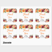 Burgundy Orange Floral Birthday Thank You Vierkante Sticker (Vel)