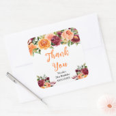 Burgundy Orange Floral Birthday Thank You Vierkante Sticker (Envelop)