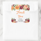 Burgundy Orange Floral Birthday Thank You Vierkante Sticker (Tas)