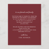 Burgundy Orange Floral Fall Wedding Thank You Card (Achterkant)
