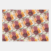 Burgundy Orange Floral Striped Polka Dots Inpakpapier Vel (Voorkant)